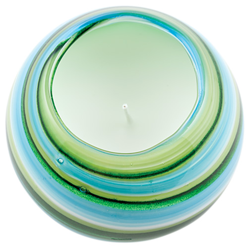 Miniature Round Candleholder (Turquoise & Greens) Malta,Glass Lifestyle Range Malta, Glass Lifestyle Range, Mdina Glass