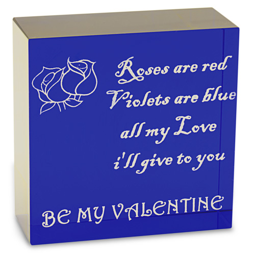  Malta,  Malta,Glass Valentine's Malta,Glass Valentine's, Cobalt Blue Engraved Valentine Block 7x7cm Malta, Mdina Glass Malta