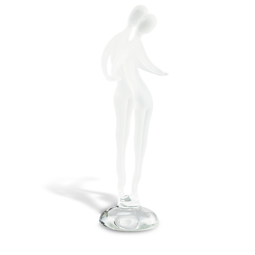 Large Lovers Frosted Figurine Malta,Glass Sculptures Malta, Glass Sculptures, Mdina Glass