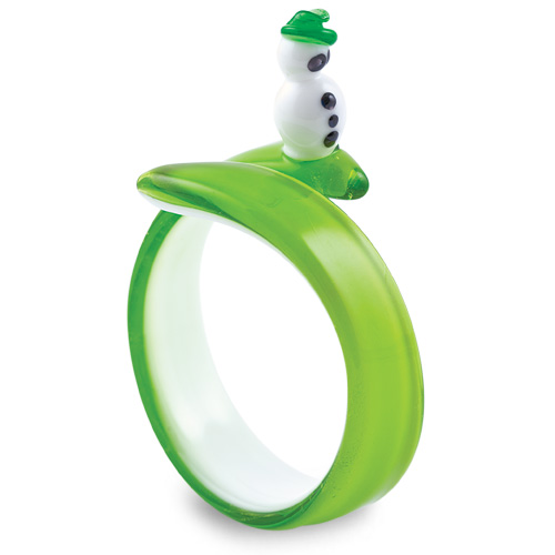 Round Green Snowman Napkin Ring Malta,Glass Tableware Malta, Glass Tableware, Mdina Glass