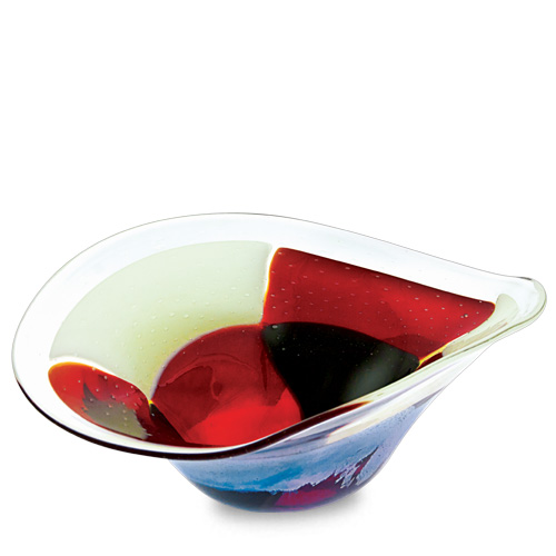 Red Mosaico Large Moon Bowl Malta,Glass Red Mosaico Malta, Glass Red Mosaico, Mdina Glass
