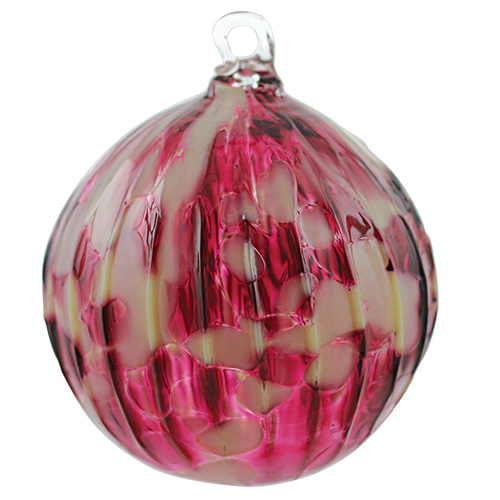 Candy Pink Small Round Stripe Bauble Malta,Glass Baubles Malta, Glass Baubles, Mdina Glass