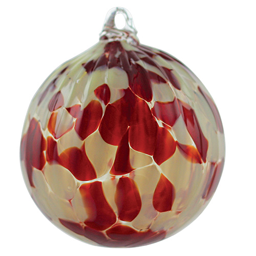 Candy Red Small Round Stripe Bauble Malta,Glass Baubles Malta, Glass Baubles, Mdina Glass