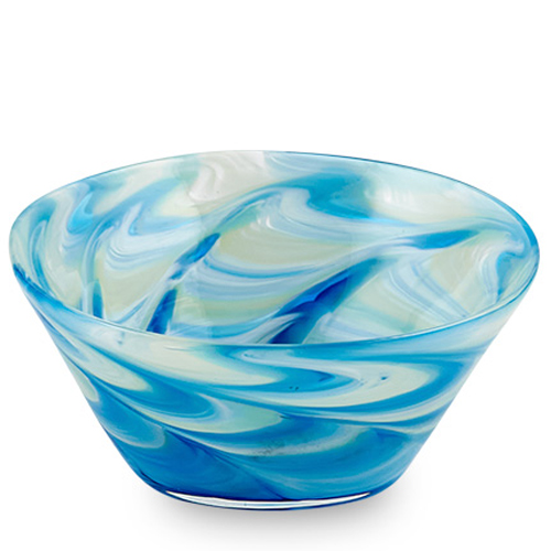 Light Blue & Cream Ice Cream Bowl Malta,Glass Serving Bowls Malta, Glass Serving Bowls, Mdina Glass
