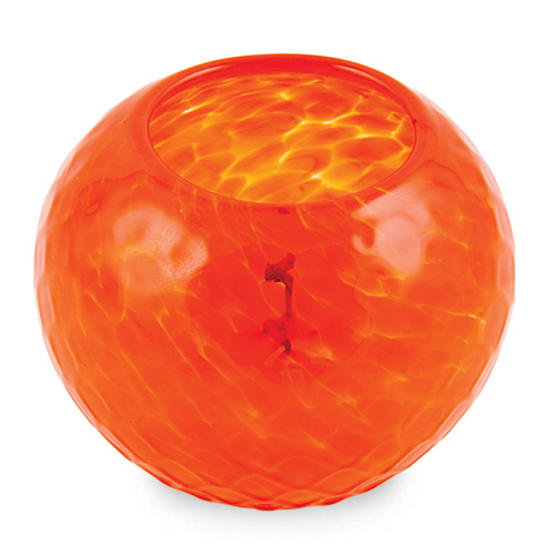 Miniature Round Candleholder (Orange) Malta,Glass Textured Range Malta, Glass Textured Range, Mdina Glass