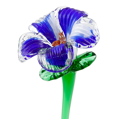 White & Dark Blue Flower Malta,Glass Flowers Malta, Glass Flowers, Mdina Glass