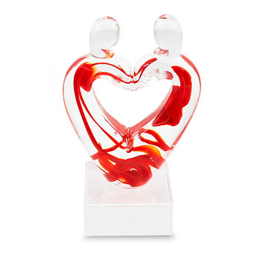 Partners with Heart on Glass Block Malta,Glass Sculptures Malta, Glass Sculptures, Mdina Glass