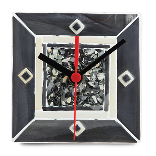 Grey With Pieces Clock  Malta,Glass Clocks Malta, Glass Clocks, Mdina Glass