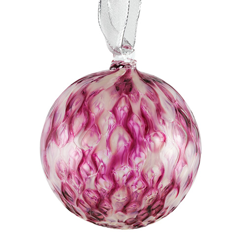 Candy Pink Small Round Pine Bauble Malta,Glass Baubles Malta, Glass Baubles, Mdina Glass