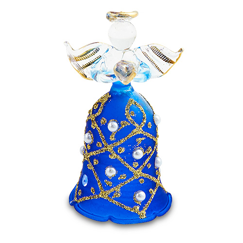 Bell Dark Blue Angel (with gold) Malta,Glass Decorative Angels Malta, Glass Decorative Angels, Mdina Glass