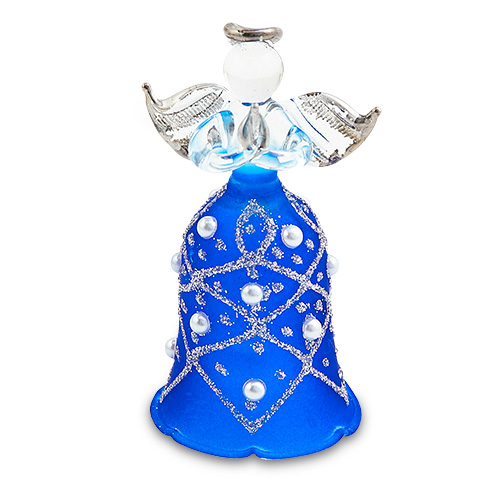 Bell Dark Blue Angel (with silver) Malta,Glass Decorative Angels Malta, Glass Decorative Angels, Mdina Glass