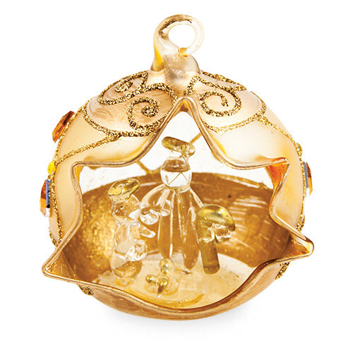 Small Round Gold Crib with Diamonds Malta,Glass Decorative Cribs Malta, Glass Decorative Cribs, Mdina Glass
