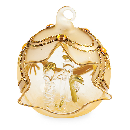 Small Round Gold Crib with Jewels Malta,Glass Decorative Cribs Malta, Glass Decorative Cribs, Mdina Glass