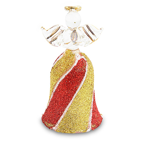 Bell Red & Gold Angel Malta,Glass Decorative Angels Malta, Glass Decorative Angels, Mdina Glass